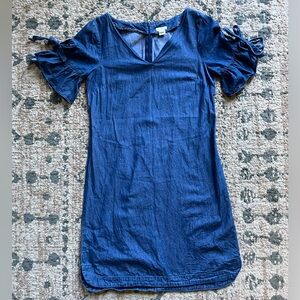 Denim J. Crew Dress w Flutter Sleeve Size XS Neutral Contemporary Country 10/10